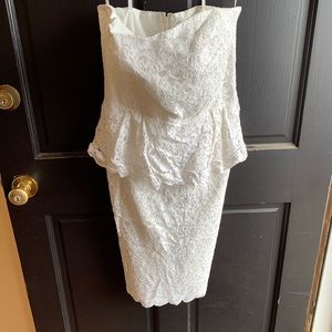 Ann Taylor White Lace Peplum Dress